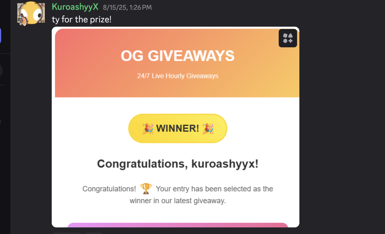 Thank you message from kuroashyyx