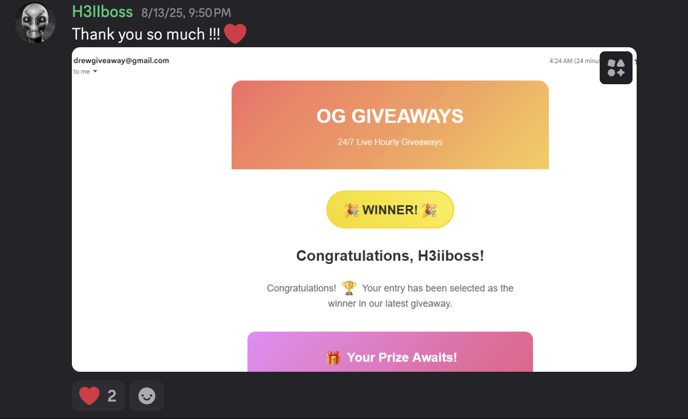 Thank you message from H3llboss