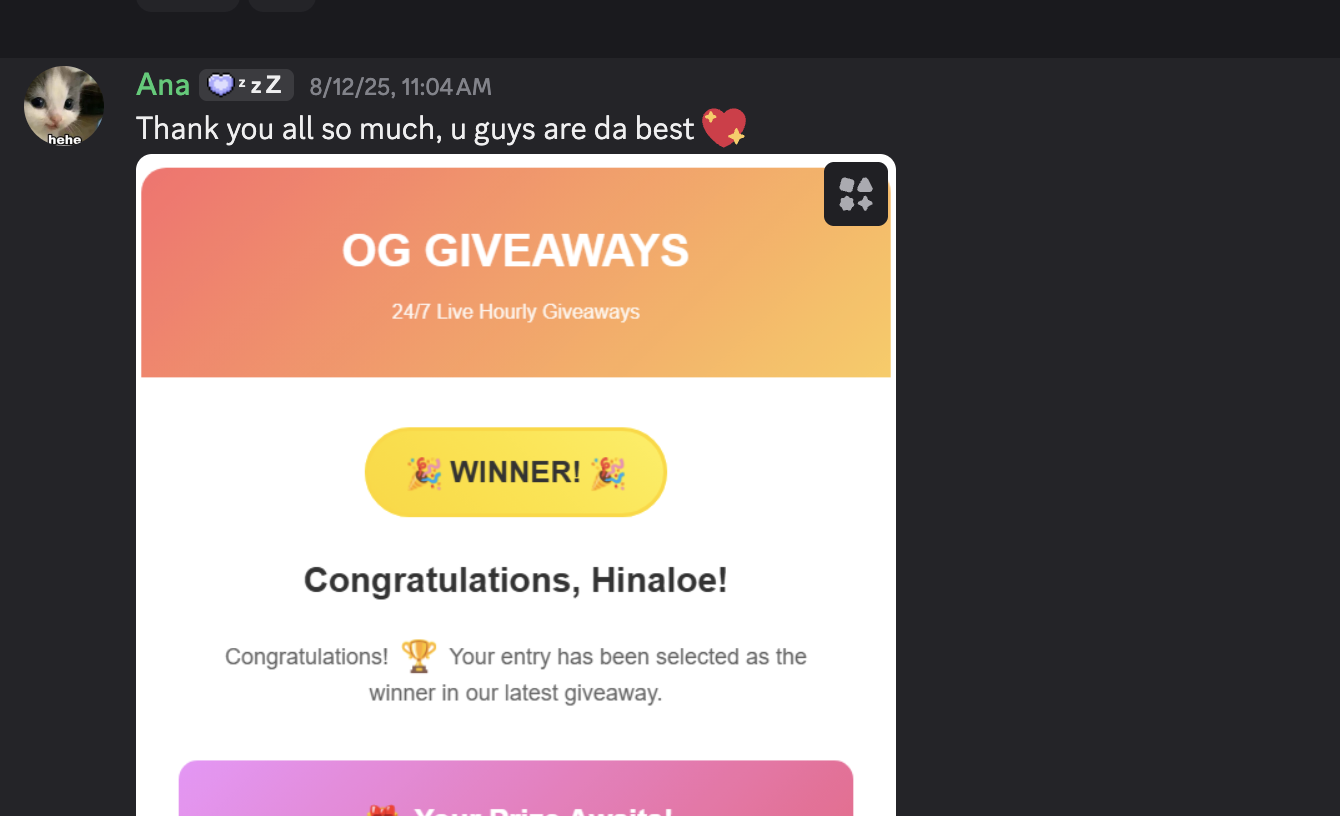 Thank you message from Hinaloе