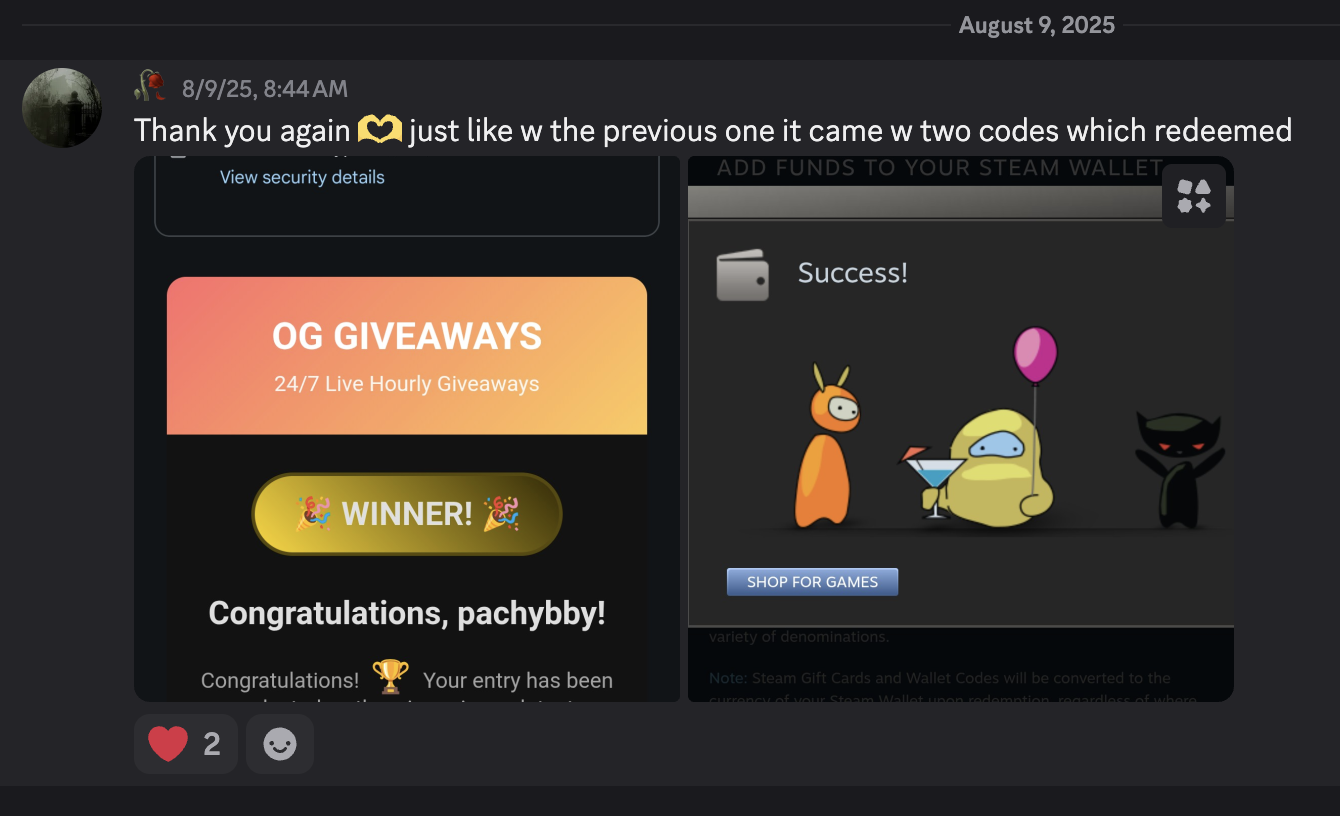 Thank you message from pachybby