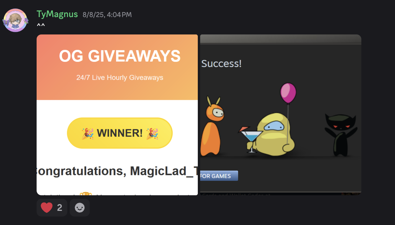 Thank you message from MagicLad_Ty