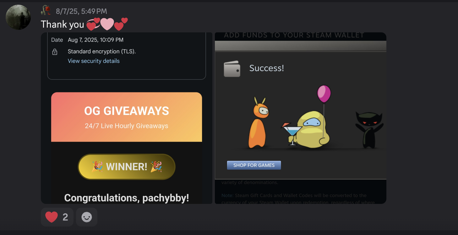 Thank you message from pachybby