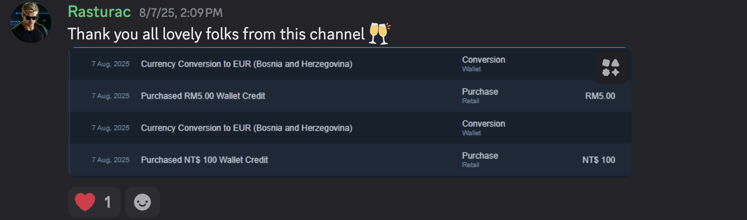 Thank you message from Rasturac