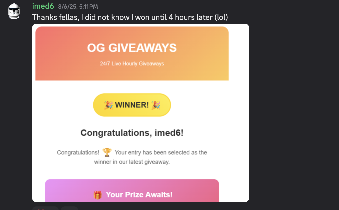 Thank you message from imed6