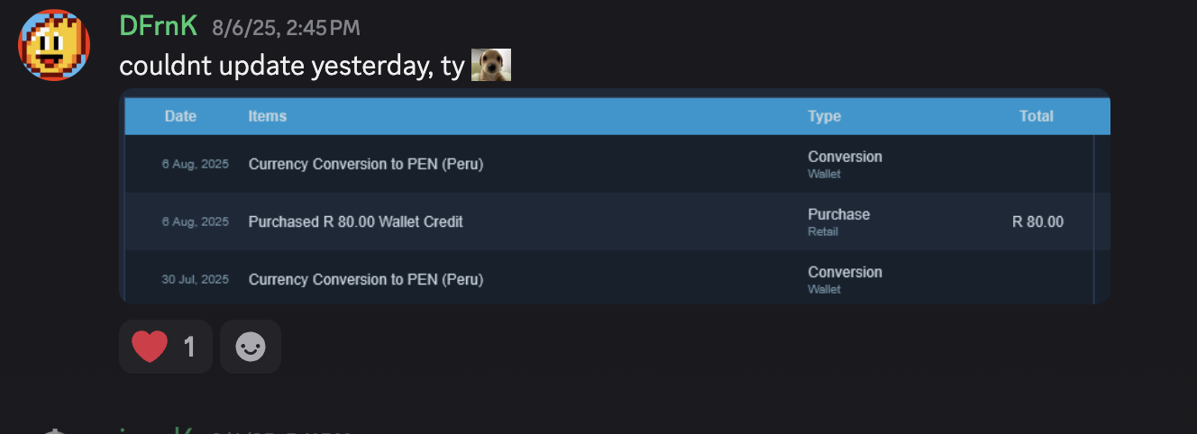 Thank you message from DFrnK