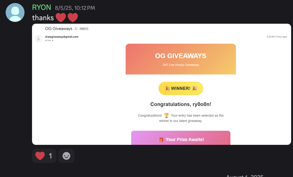 Thank you message from ry0o0n