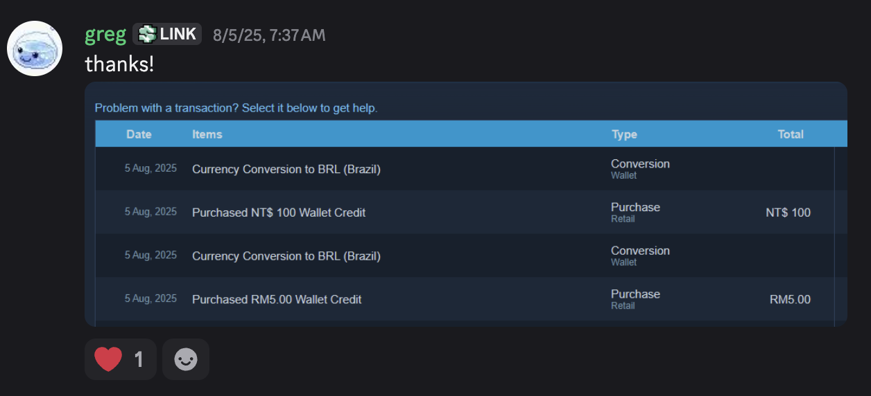 Thank you message from greg