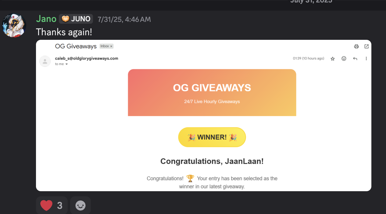 Thank you message from JaanLaan