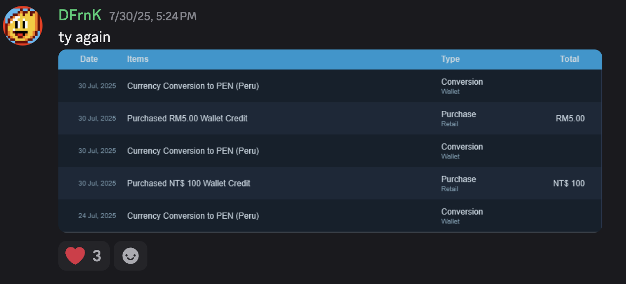 Thank you message from DFrnK