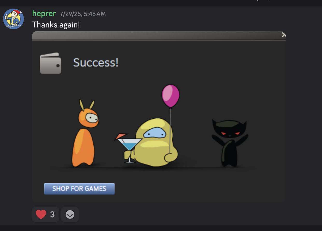 Thank you message from heprer