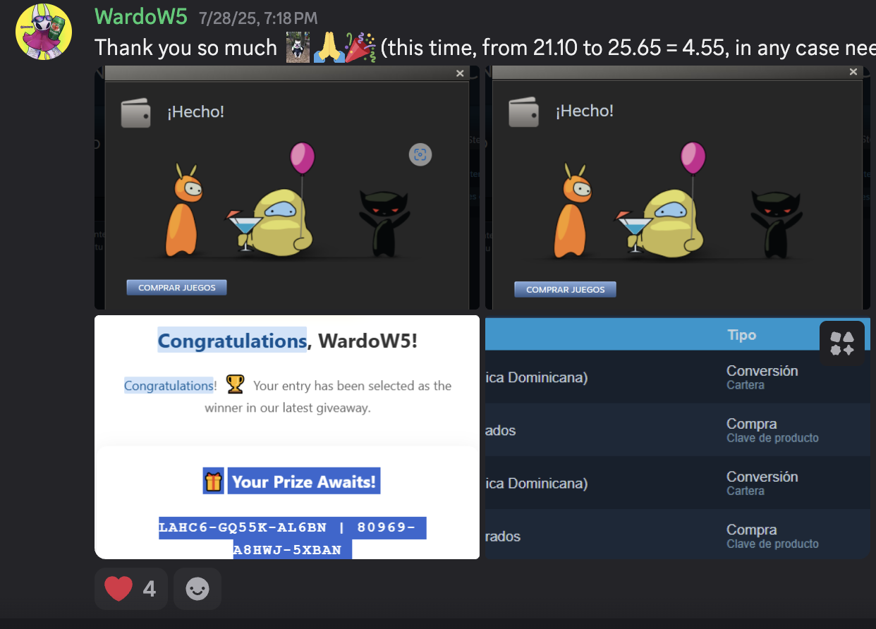 Thank you message from WardoW5