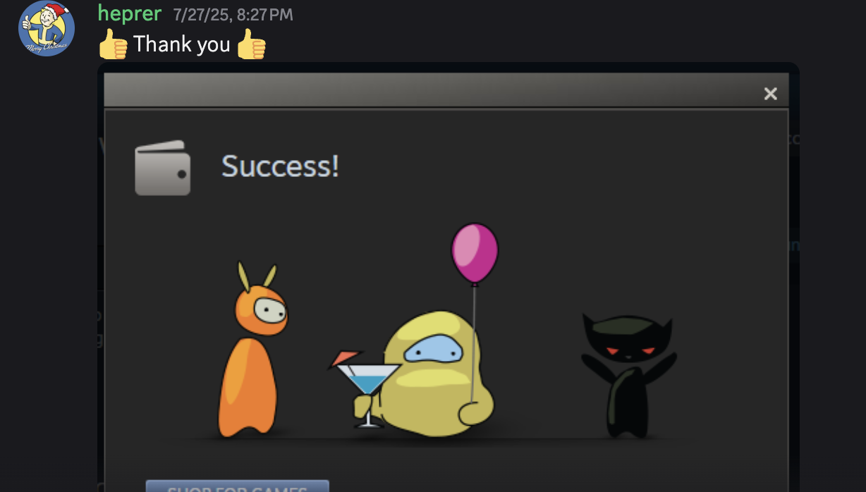 Thank you message from heprer