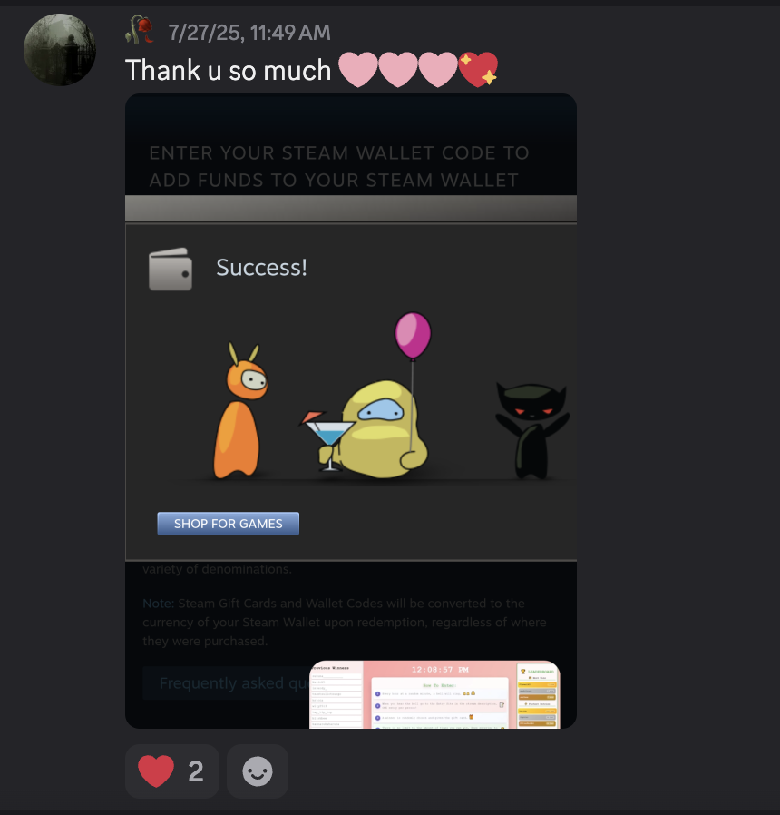 Thank you message from pachybby