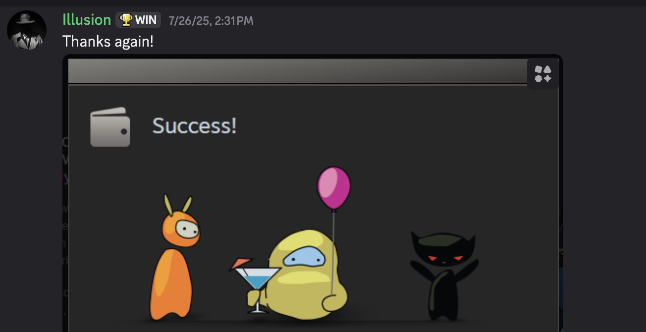 Thank you message from Illusion