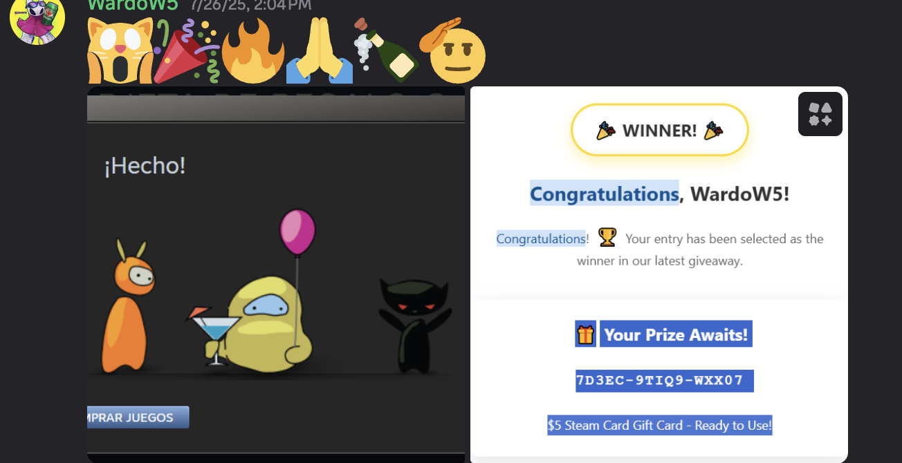 Thank you message from WardoW5