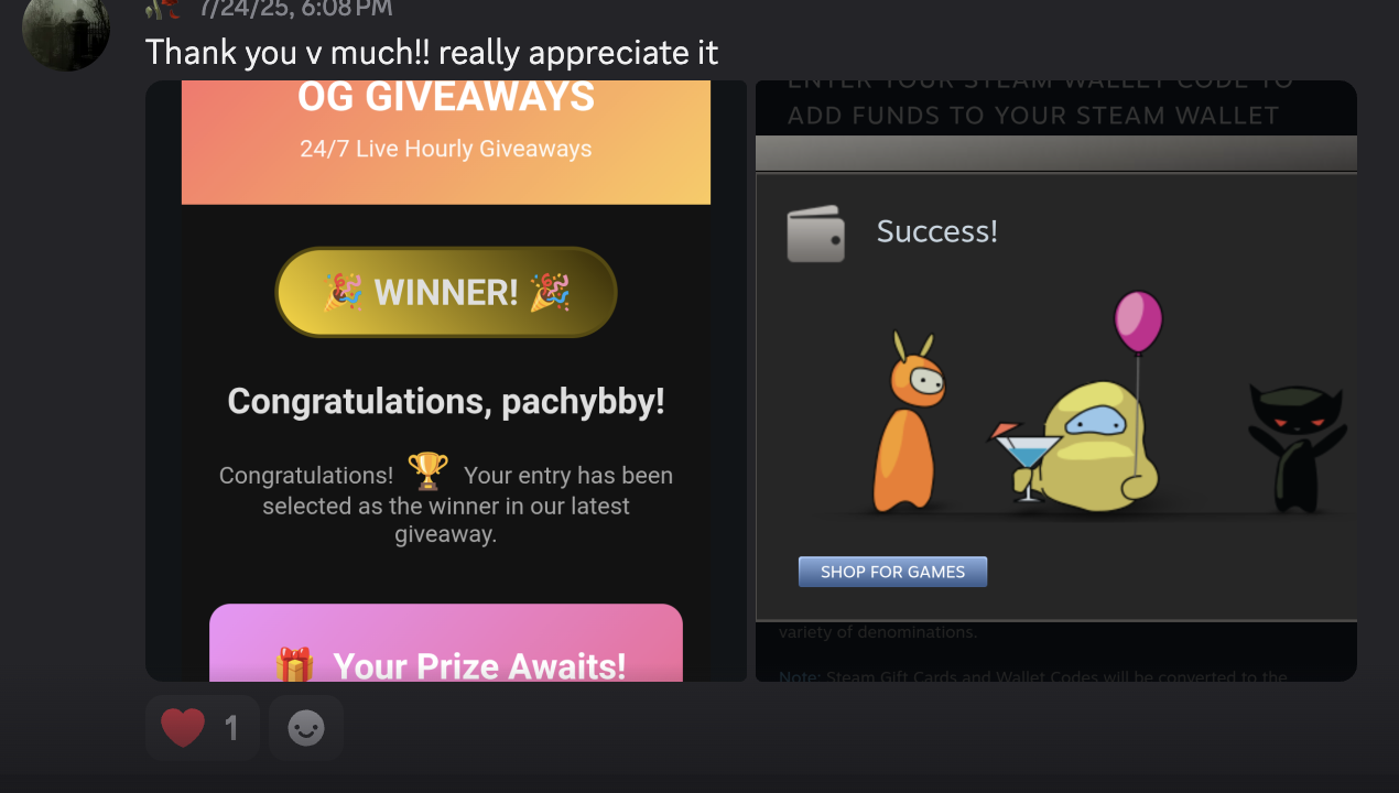 Thank you message from pachybby