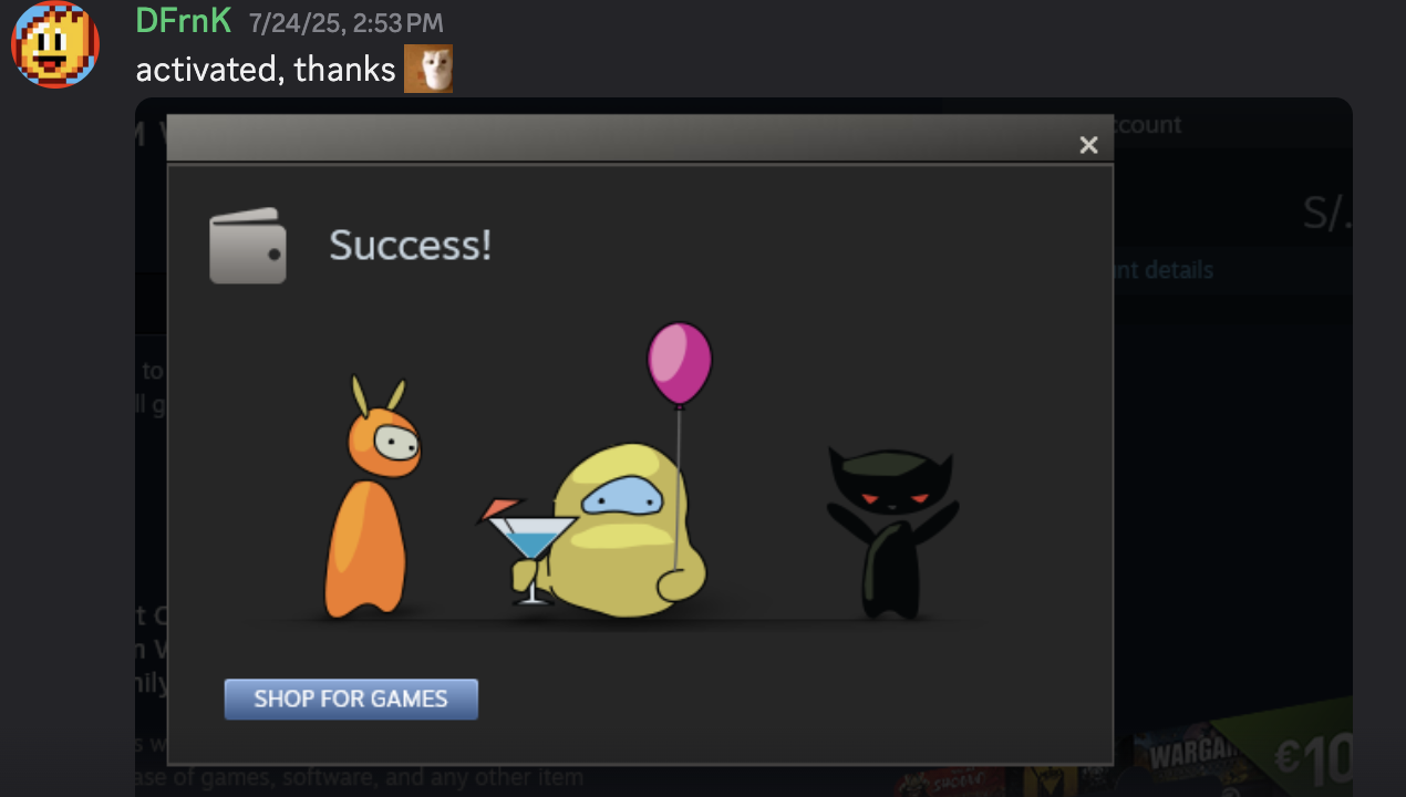 Thank you message from DFrnK