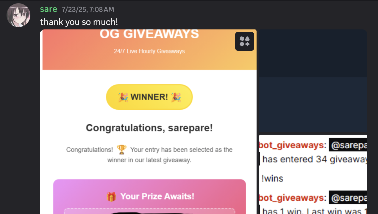 Thank you message from sareparel