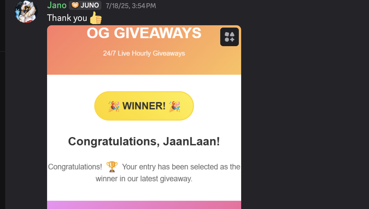 Thank you message from JaanLaan