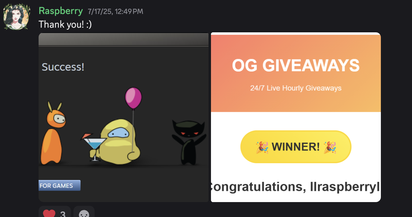 Thank you message from ilraspberry